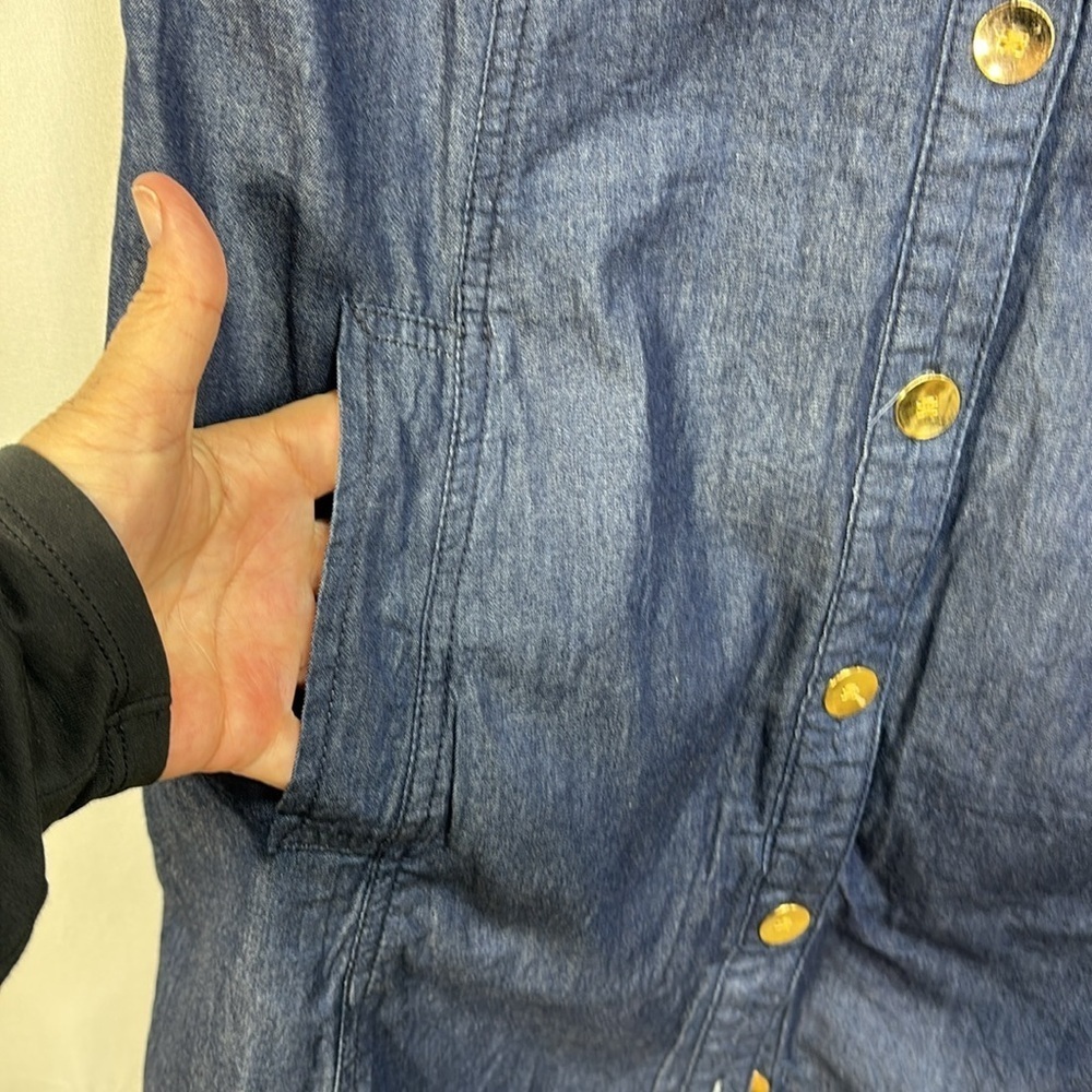 🐄 Tommy Hilfiger, dark chambray, short sleeve shirt dress with pockets - Picture 3 of 5